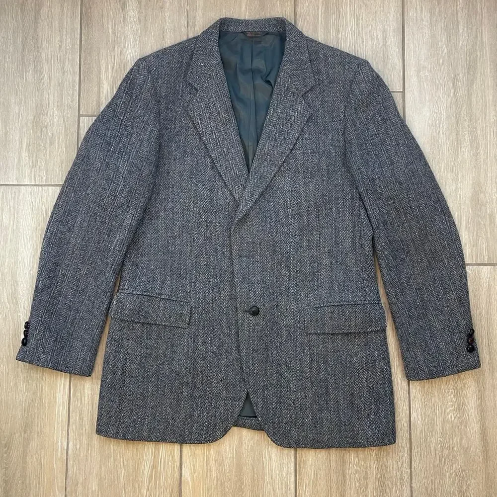 Harris Tweed Kuppenheimer Sport Coat 40R Gray 100% Wool USA Blazer Jacket